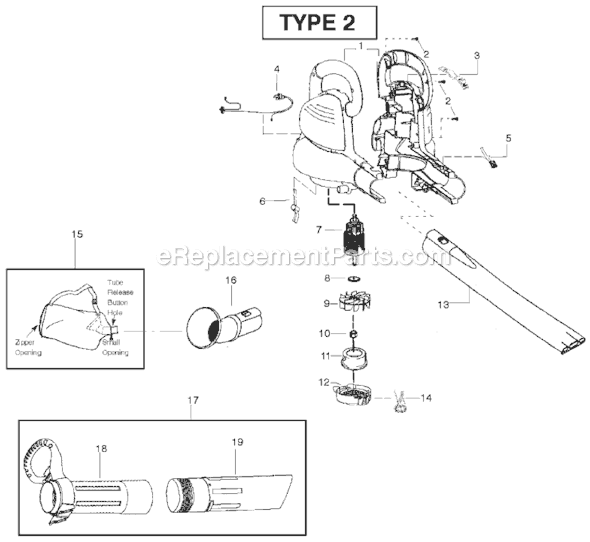 Weed Eater EBV210 (Type 2) Electric Blower Page A Diagram
