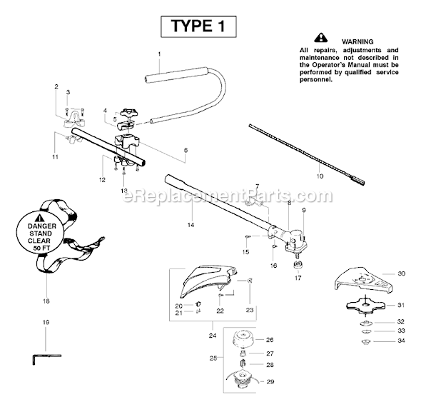 Poulan PPB4000C Type 1 Brushcutter Attachment Page A Diagram