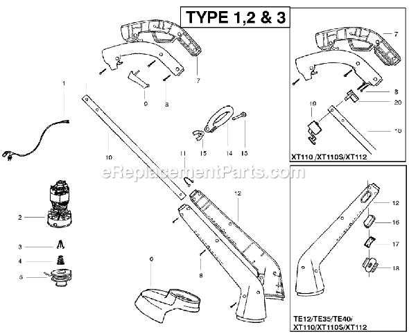 Weed Eater SG10 Type 2 Electric Trimmer Page A Diagram