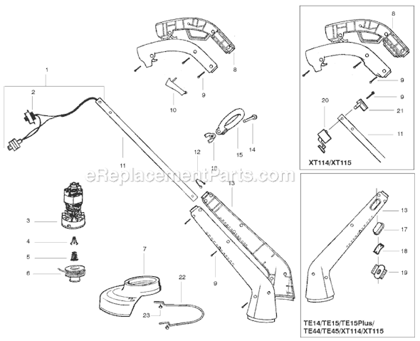 Weed Eater TE14  Electric Trimmer Page A Diagram