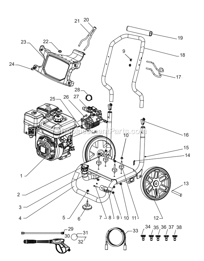 Powermate 7131 3100 Psi Power Washer Section1 Diagram