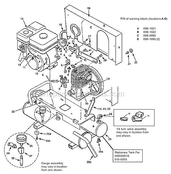 Powermate H5593016 Air Compressor Page A Diagram