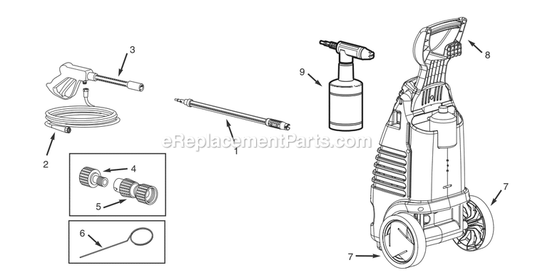 Powermate PW0501400 Electric Pressure Washer Section1 Diagram