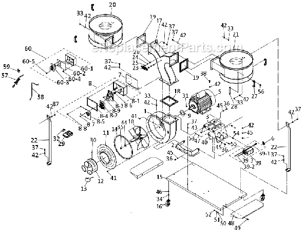 Powermatic PM1900 (1791076) 3HP 3PH Motor 230/460V Dust Collector Page A Diagram