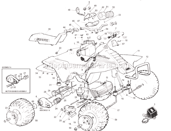 Power Wheels 73249-86500 Suzuki Quad Racer Page A Diagram