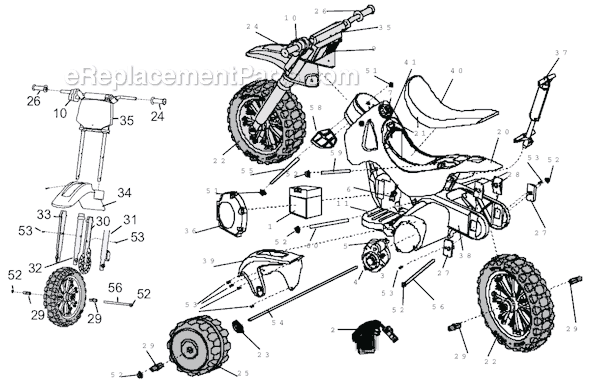 Power Wheels 73600-9993 (Before 06-24-2004) Dirt Bike Page A Diagram