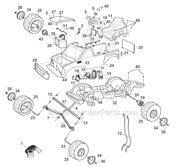 Power Wheels 74210-9993 Ford F-150 Pick UpParts Page A Diagram