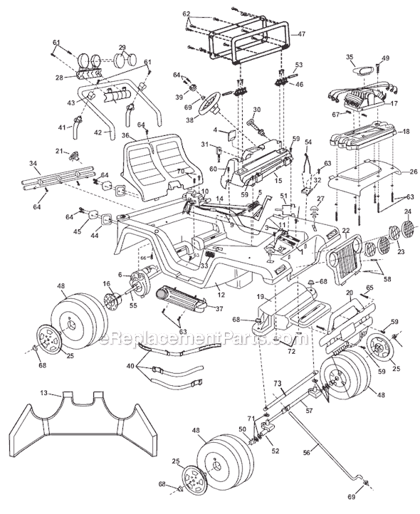 Power Wheels 74270-9993 Jeep Aftershock Page A Diagram