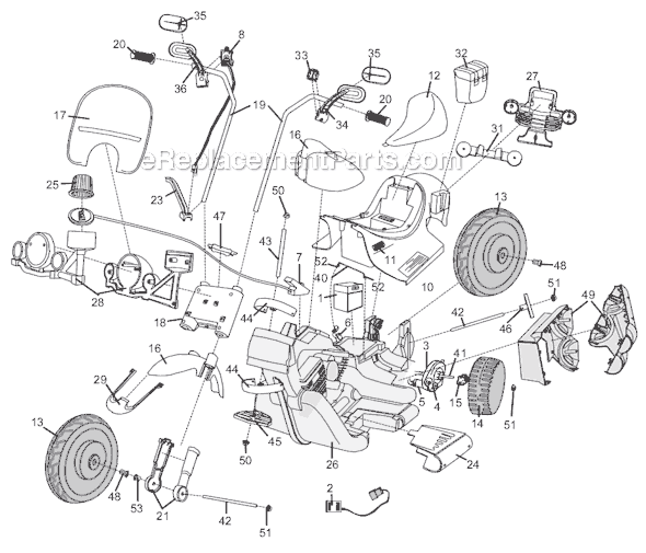 Power Wheels 74287-9993 Police Harley Page A Diagram