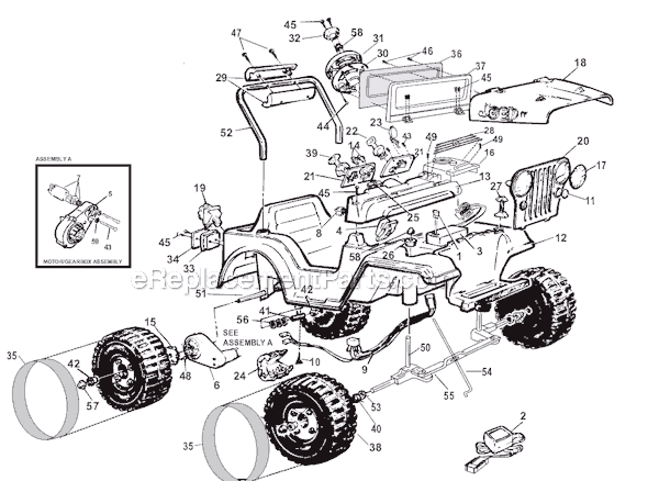 Power Wheels 74388-9993 Barbie Sport Jeep Page A Diagram