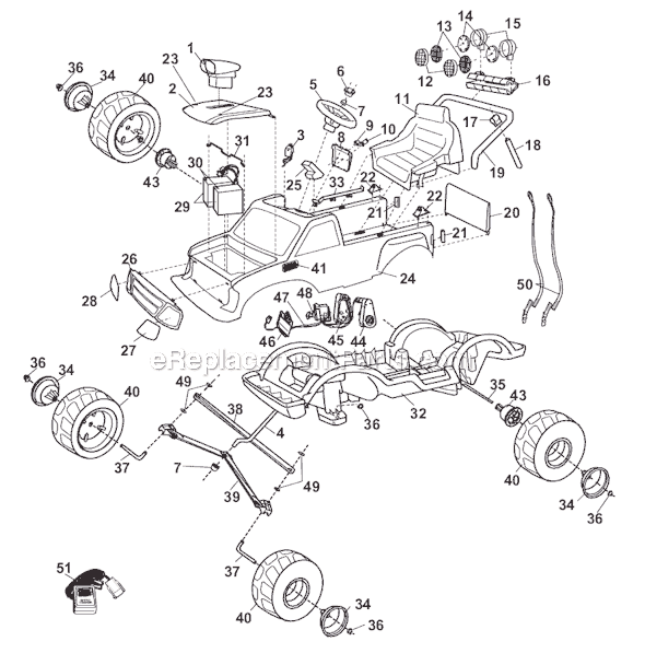 Power Wheels 74420-9993 Monster Sound Bigfoot Page A Diagram