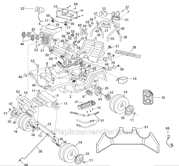 Power Wheels 744630-999 (Before 03-21-98) Jeep Enforcer Page A Diagram