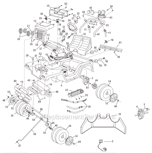 Power Wheels 74526-9993 Jeep Sandblaster Page A Diagram
