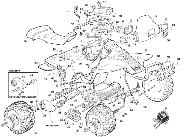 Power Wheels 74590-9993 Kawasaki Ninja ATV Page A Diagram