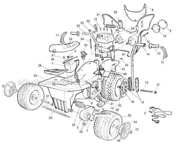 Power Wheels 74850-84850 Minnie Mobile Page A Diagram