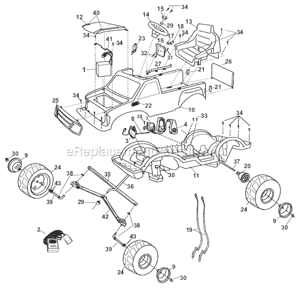 Power Wheels 75548-9993 Ford Off-Road 4 X 4 Page A Diagram