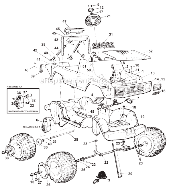 Power Wheels 76174-9993 Monster 4 X 4 Page A Diagram