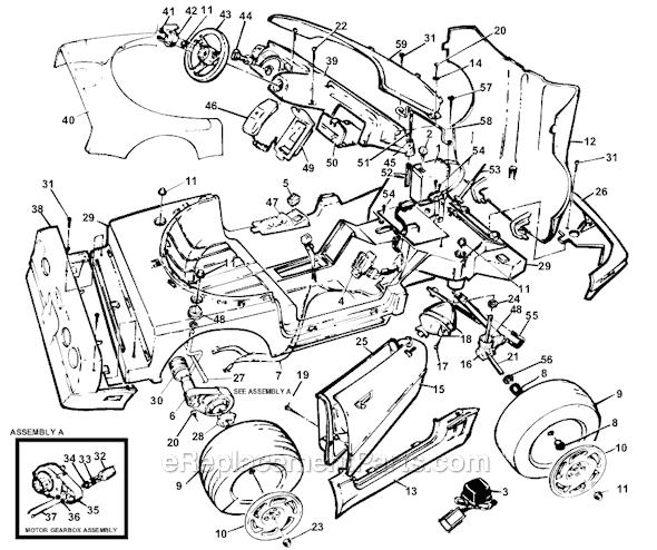 Power Wheels 76184-85355 Barbie Corvette Page A Diagram