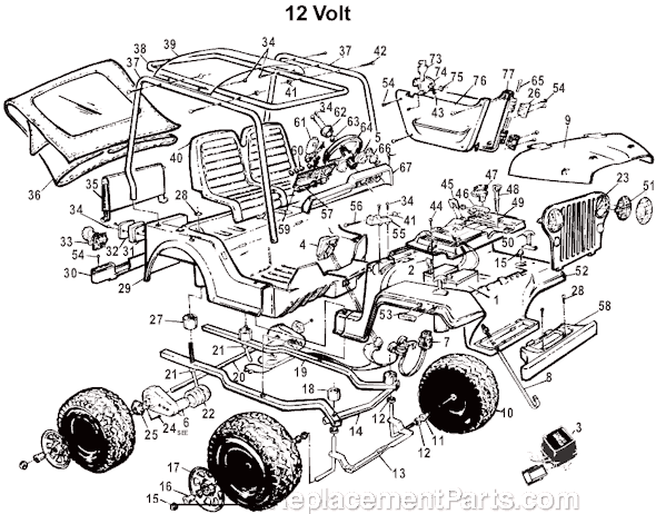 Power Wheels 76222-86220 Jeep Renegade Page A Diagram