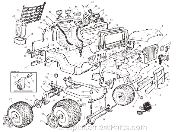 Power Wheels 76235-9993 Jeep Wrangler Page A Diagram