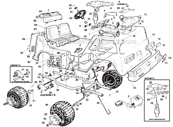 Power Wheels 76246-9993 Fire Truck Page A Diagram