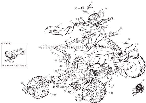 Power Wheels 76262-9963 Suzuki Quad Racer Page A Diagram