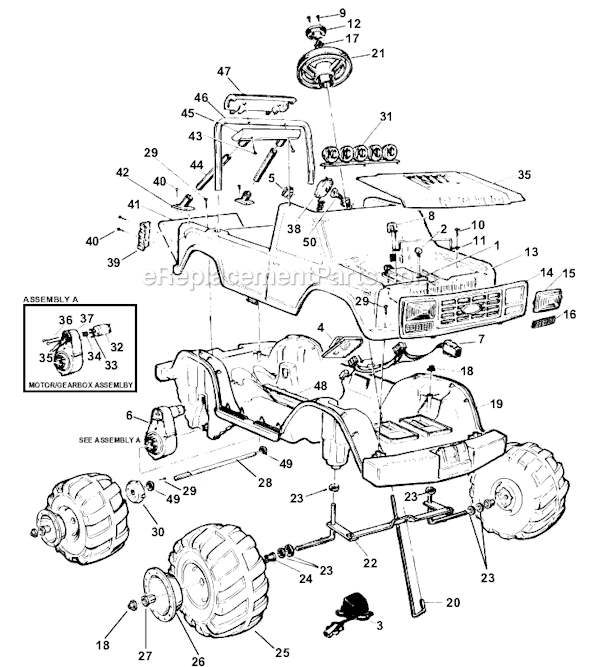 Power Wheels 78471-9993 Monster Racing Truck Page A Diagram