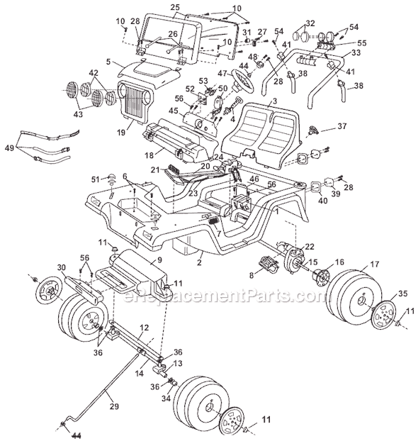 Power Wheels 78490-9993 (Before 03-21-1998) Jeep Wrangler Page A Diagram