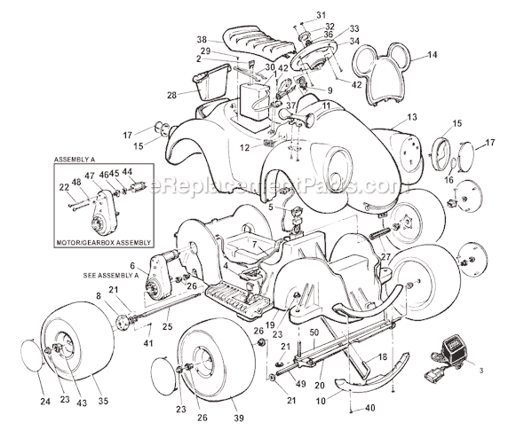 Power Wheels 78610-84900 Mickey Roadster Page A Diagram