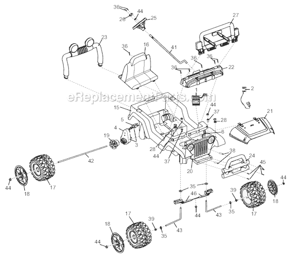 Power Wheels B2077-9993 Barbie Jazzy Jeep Page A Diagram