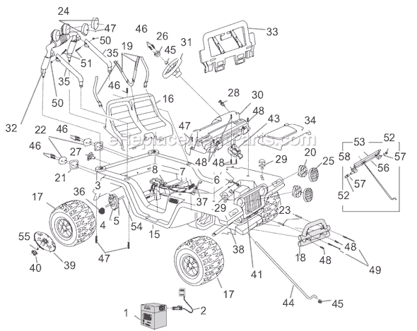 Power Wheels B7659 Jeep Wrangler Page A Diagram