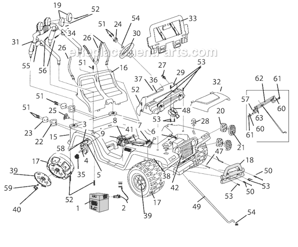 Power Wheels C2390Jeep Wrangler- Restage Page A Diagram