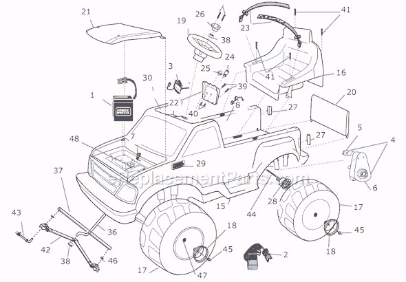 Power Wheels J5244 Blue Thunder Monster Truck Page A Diagram