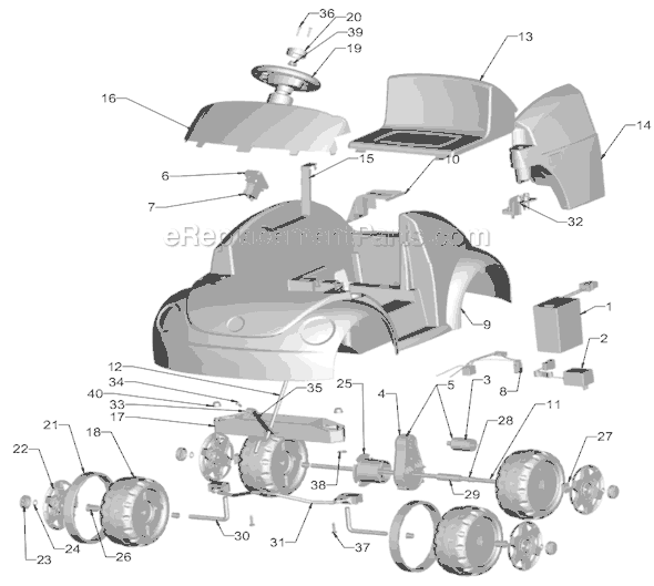 Power Wheels M3865 Barbie VW Blitz Page A Diagram