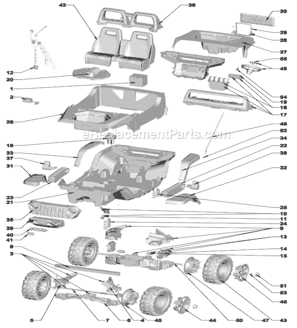 Power Wheels N2273 Monster Traction Jeep Hurricane Page A Diagram