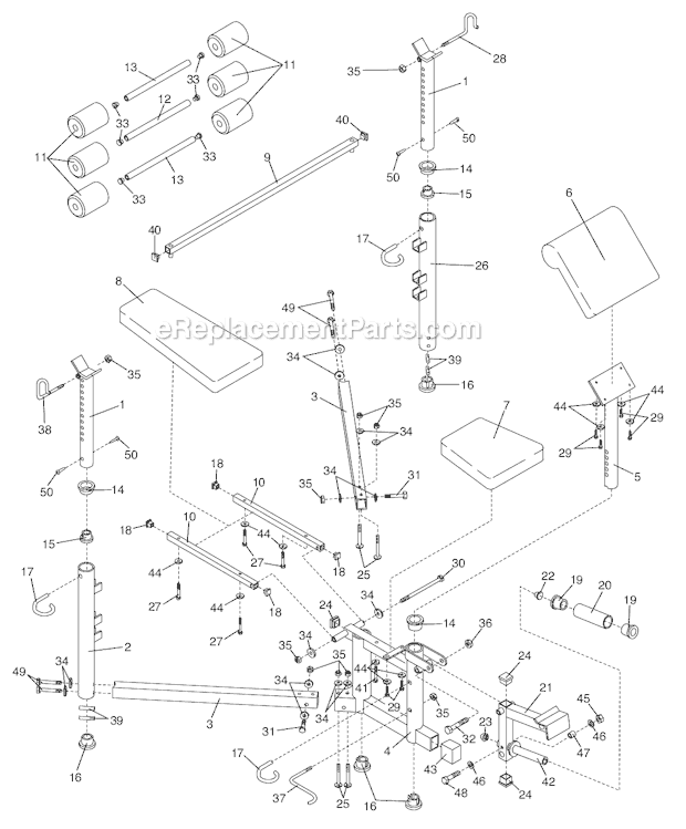 ProForm PFBE30790 738 Weight Bench Page A Diagram