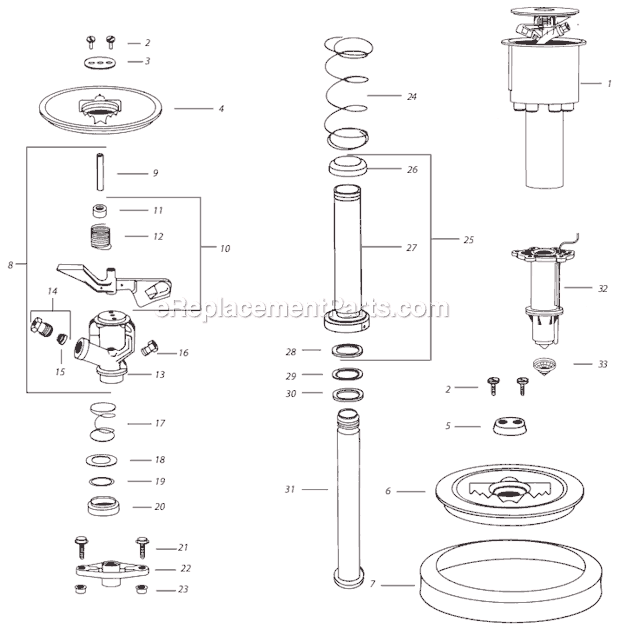 Rain Bird 21A-VIH-E-RC Full Circle Rotor Page A Diagram