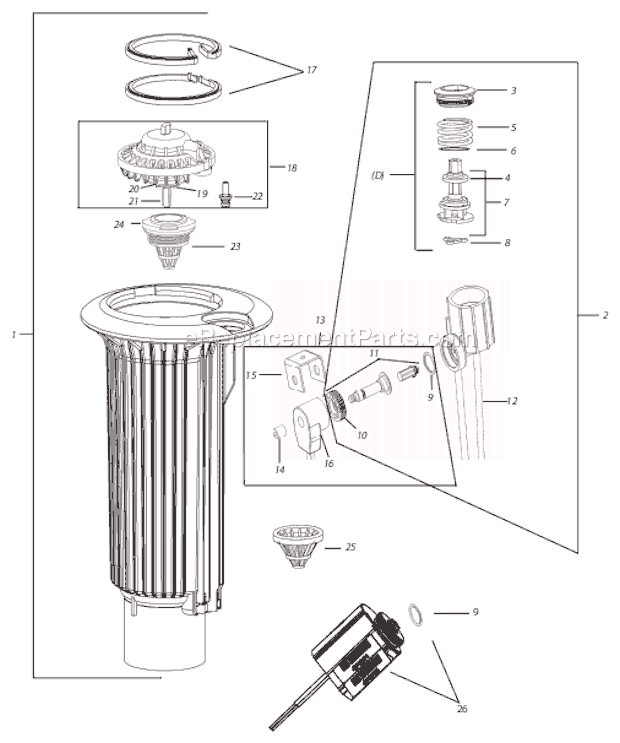 Rain Bird 500 (Electric) Eagle Case Assembly Page A Diagram
