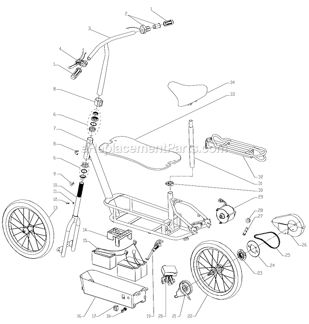 Razor EcoSmart 36V Electric Scooter Page A Diagram