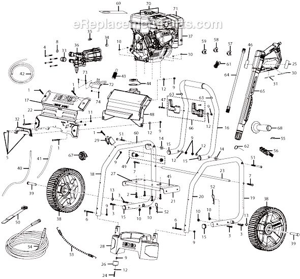 Ridgid RD80746 3000 PSI / 2.6 GPM Premium Pressure Washer Page A Diagram