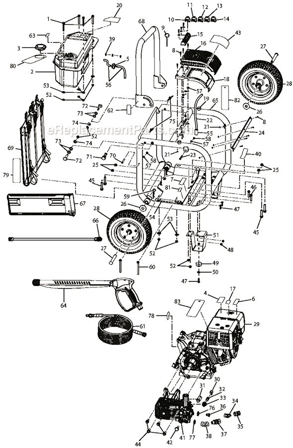 Ridgid RD80770 3800 PSI / 4.0 GPM Commercial Pressure Washer Page A Diagram