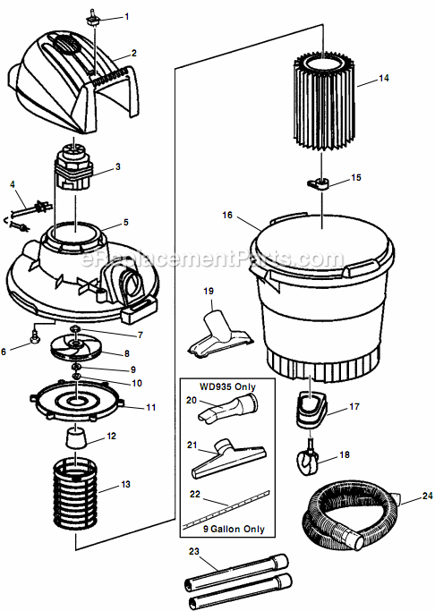 Ridgid WD935 Wet/Dry Vacuum Page A Diagram
