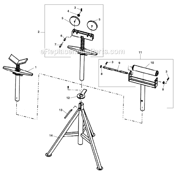 Ridgid RJ-98 Pipe Stands Page A Diagram