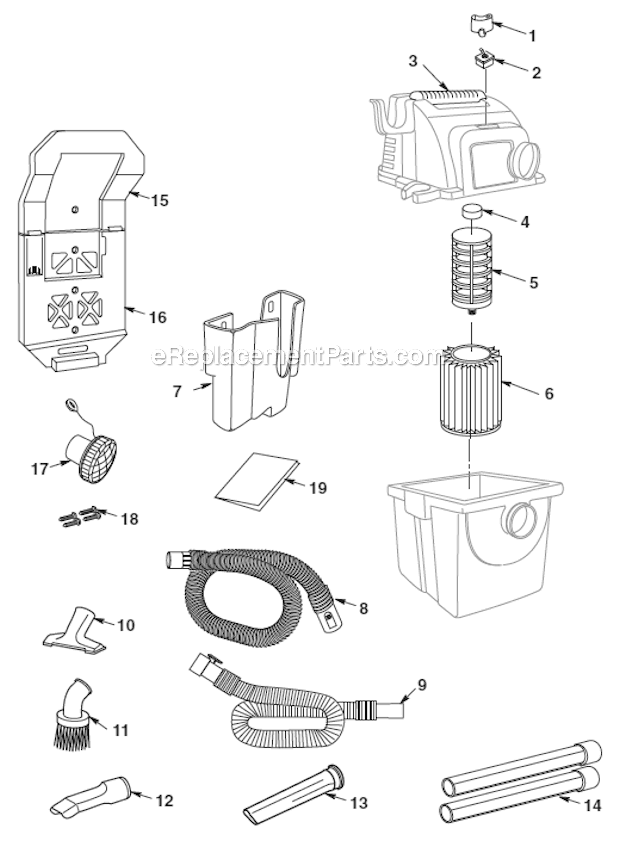 Ridgid WD55000 Wet/Dry Vac. 5 Gallons/4.2 CDN. Gallons. Page A Diagram