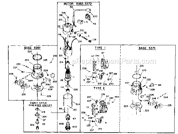 Porter Cable/Rockwell 537 Router Page A Diagram