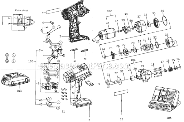 Rockwell RK2800K2 18V Lithiumtech Impact Driver Page A Diagram