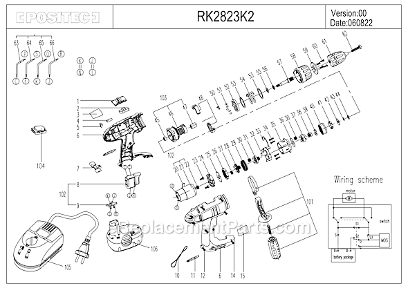 Rockwell RK2823K2 18-Volt 1/2" Cordless Drill Driver Page A Diagram