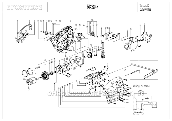Rockwell RK2847 18-volt Jig Saw with Orbiting Action Page A Diagram