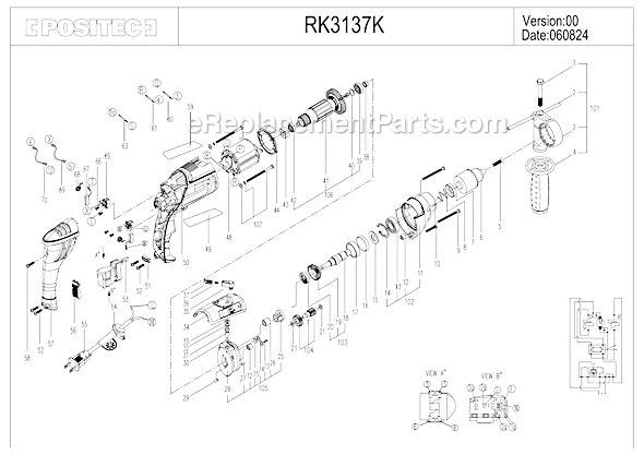 Rockwell RK3137K 1/2" 8 Amp Hammer Drill Page A Diagram