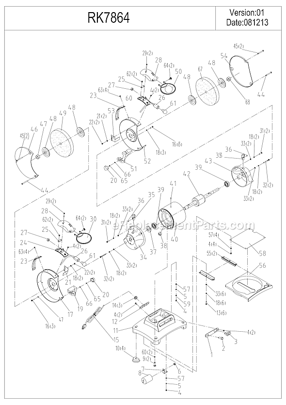 Rockwell RK7864 Bench Grinder Page A Diagram